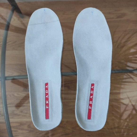 Prada Monte Carlo sneakers suede leather white silver grey women's 39 Fit 8.5 - Picture 10 of 12